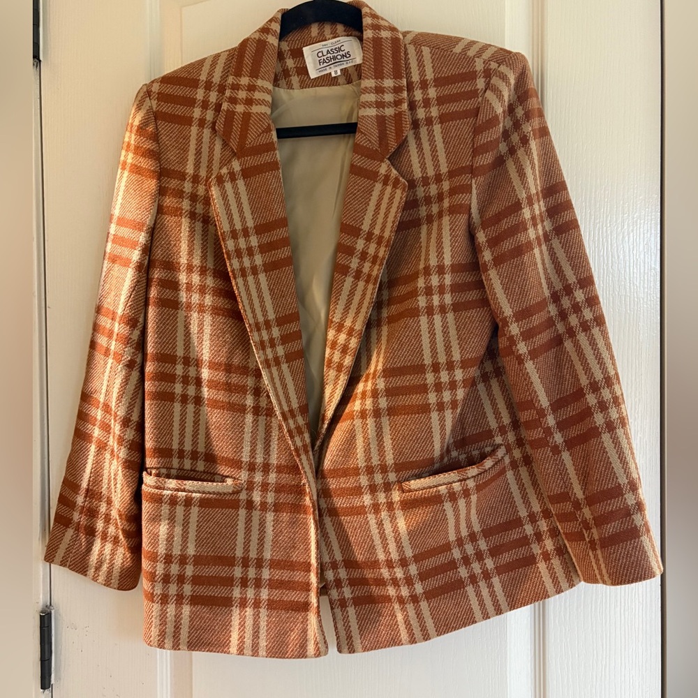 Chico's Orange Plaid Blazer